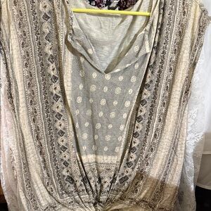 Lucky Brand Cream and Black Geometric Crop Top